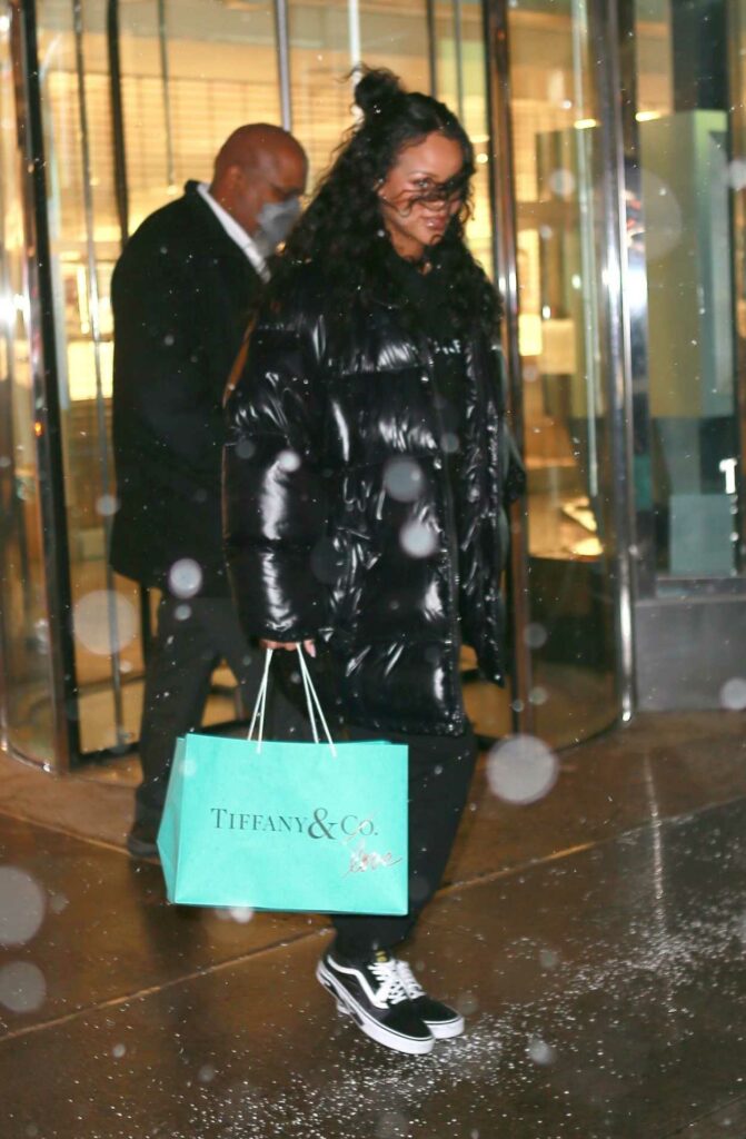 Rihanna in a Black Puffer Jacket