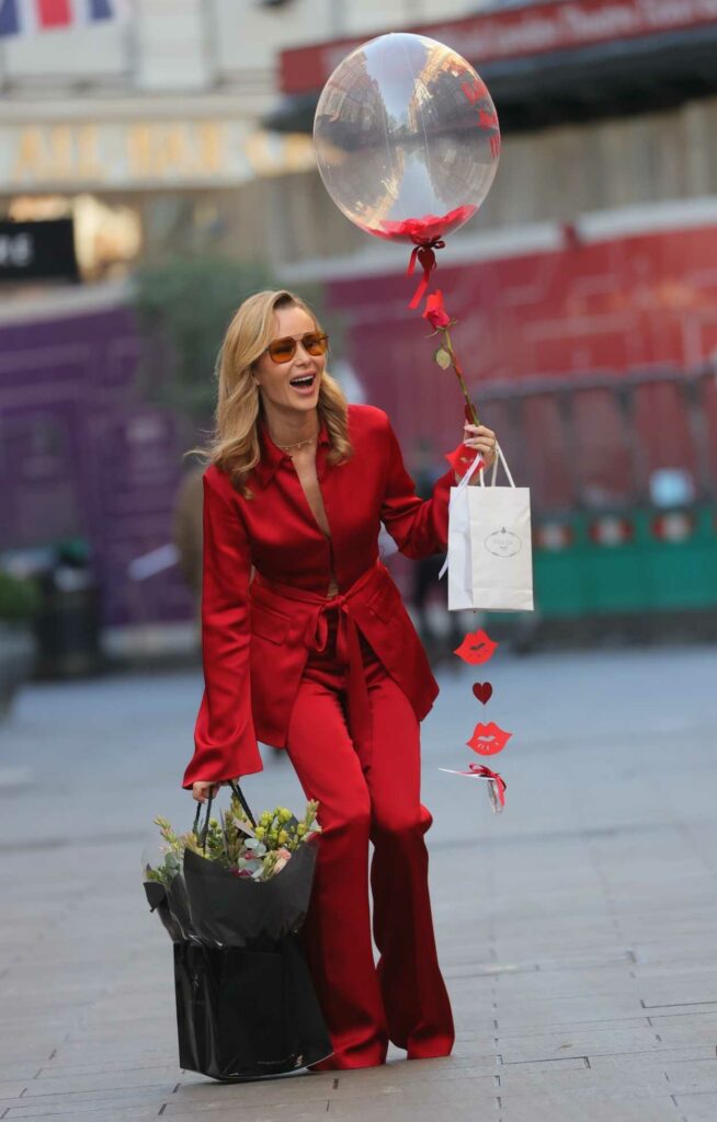 Amanda Holden in a Red Pantsuit