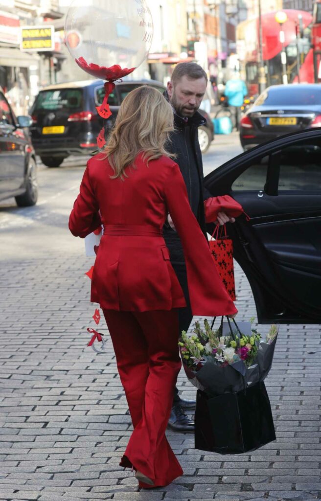 Amanda Holden in a Red Pantsuit