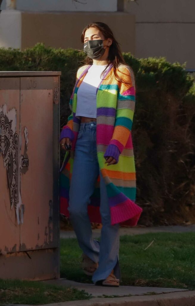 Jenna Dewan in a Rainbow Coloured Cardigan