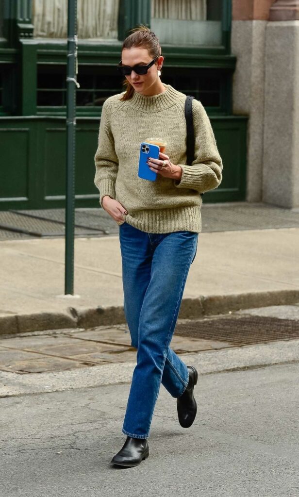 Karlie Kloss in an Olive Sweater