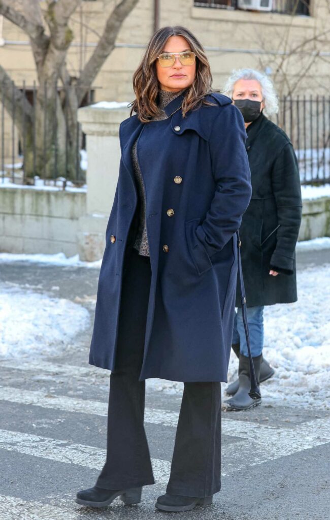 Mariska Hargitay in a Blue Coat