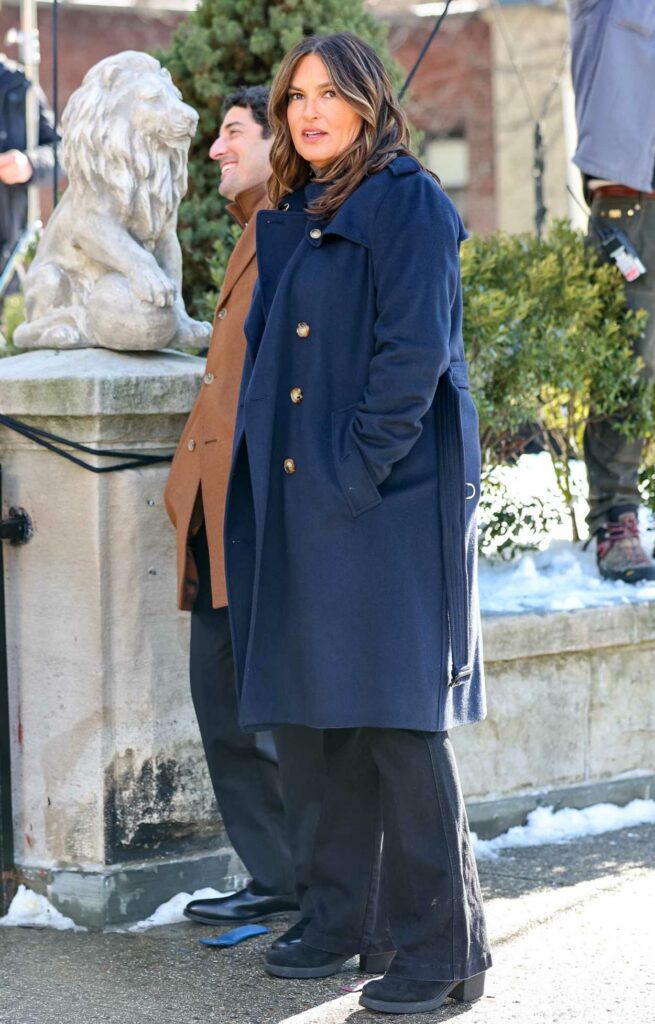 Mariska Hargitay in a Blue Coat
