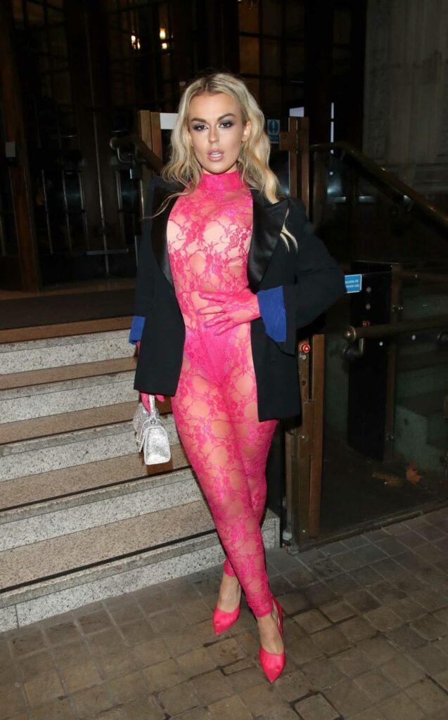 Tallia Storm in a Pink See-Through Catsuit