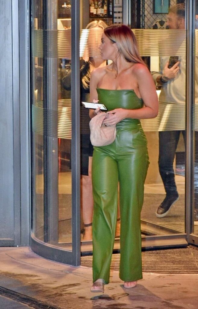 Vicky Pattison in a Green Leather Outfit