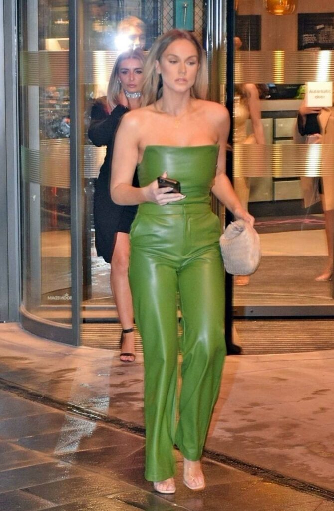 Vicky Pattison in a Green Leather Outfit