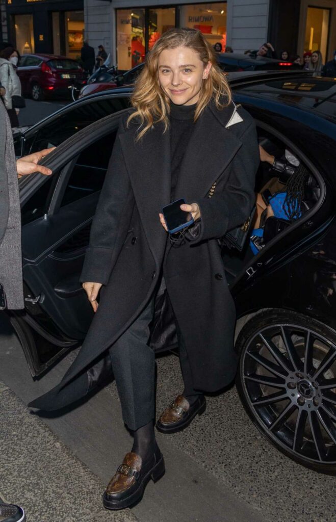 Chloe Grace Moretz in a Black Coat