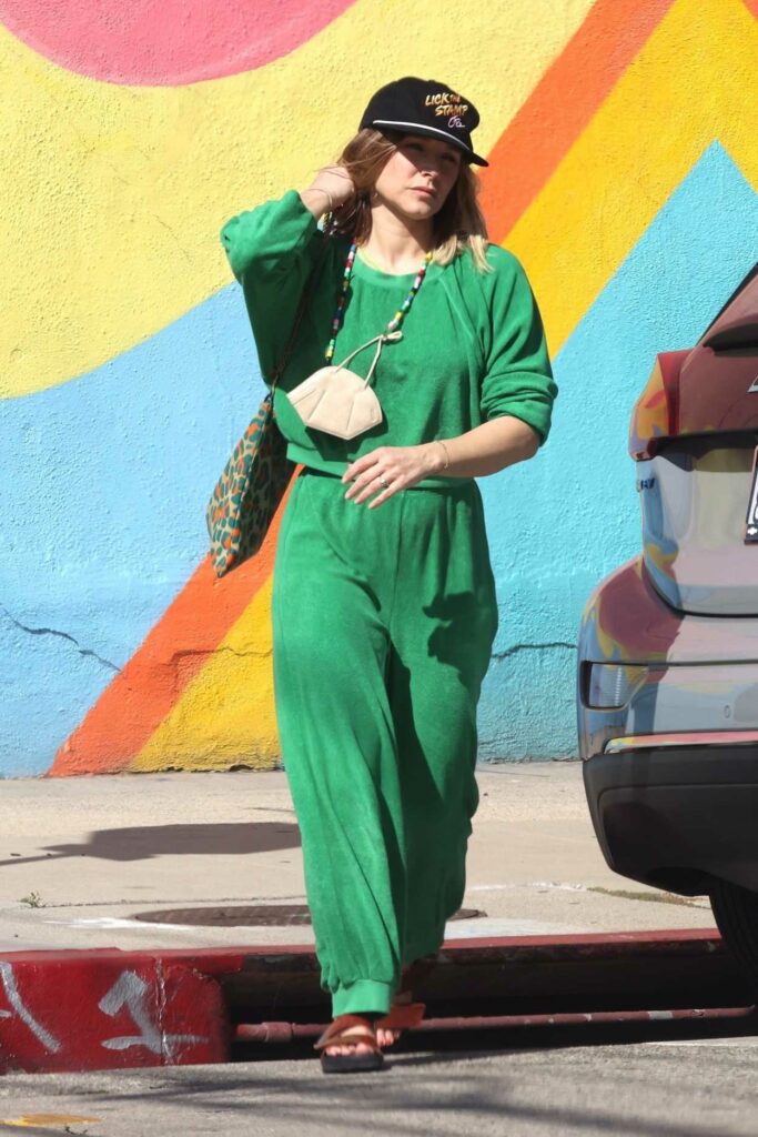 Kristen Bell in a Green Sweatsuit