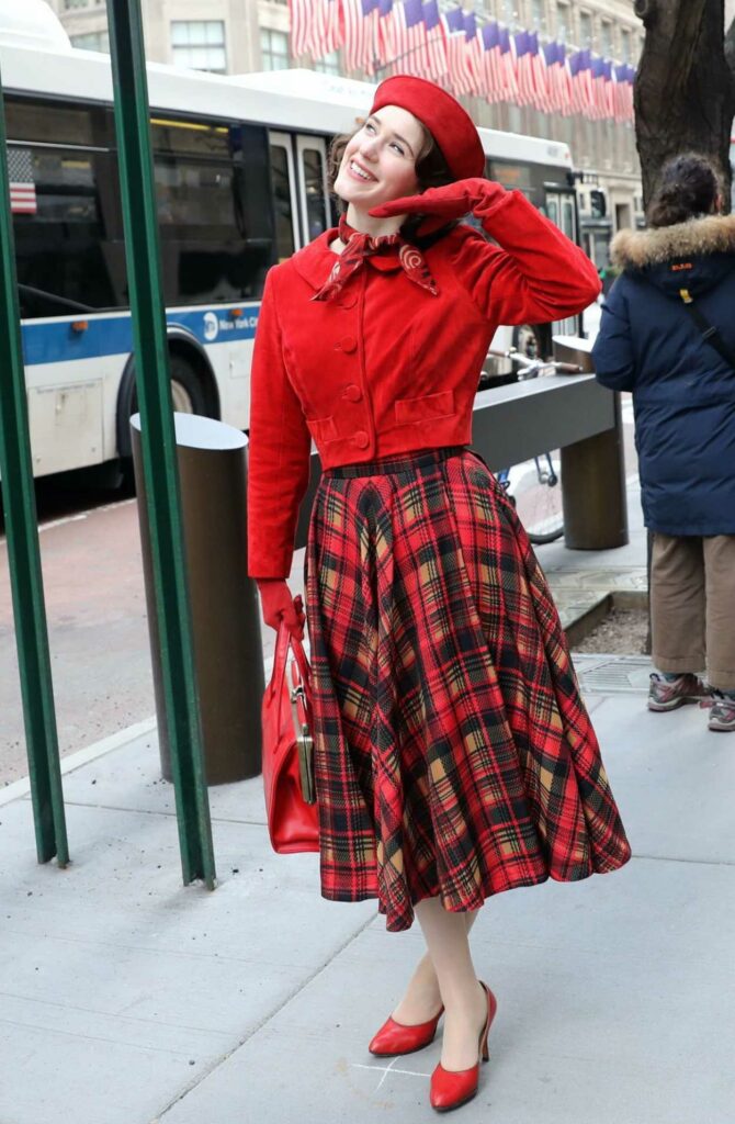 Rachel Brosnahan in a Red Jacket