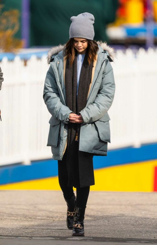 Selena Gomez in a Grey Beanie Hat