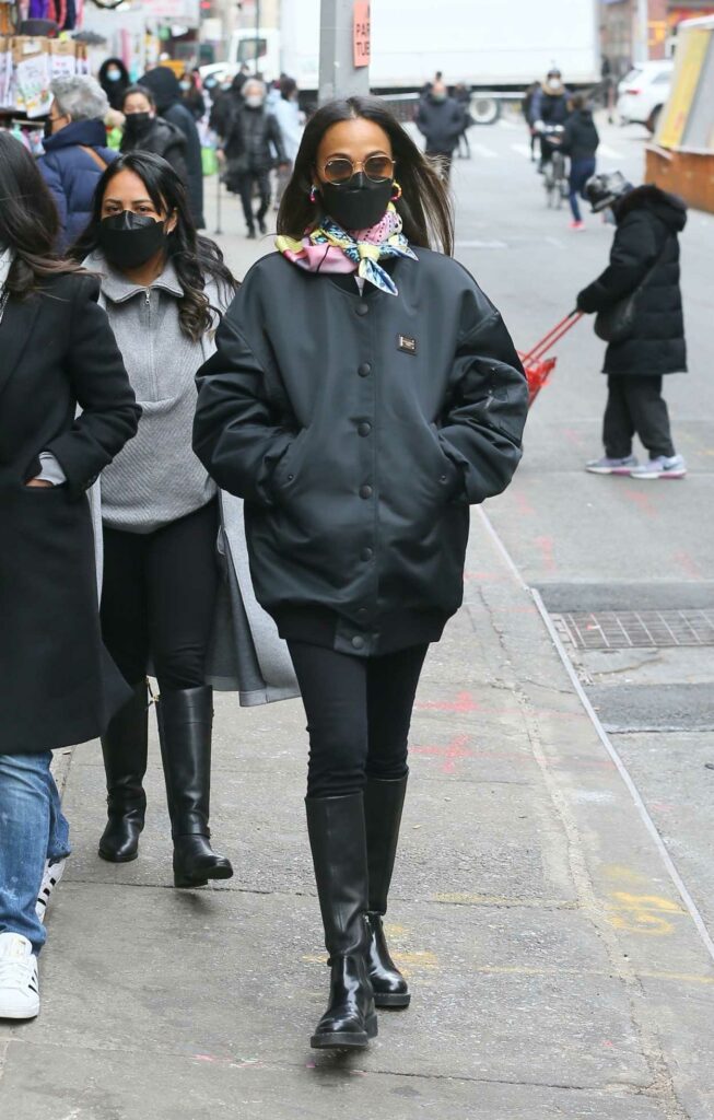 Zoe Saldana in a Black Jacket