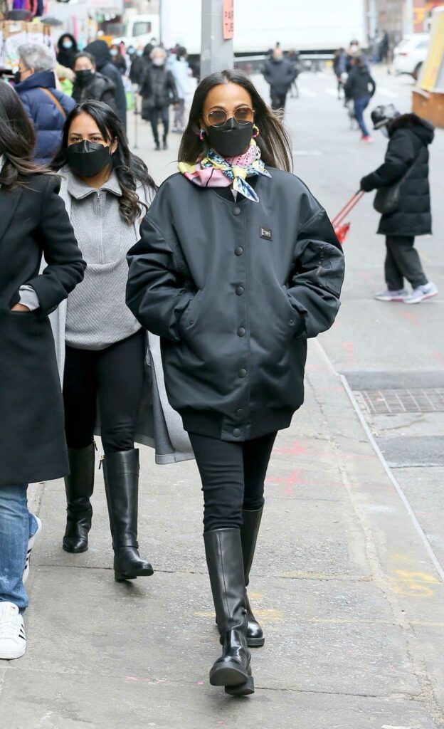 Zoe Saldana in a Black Jacket