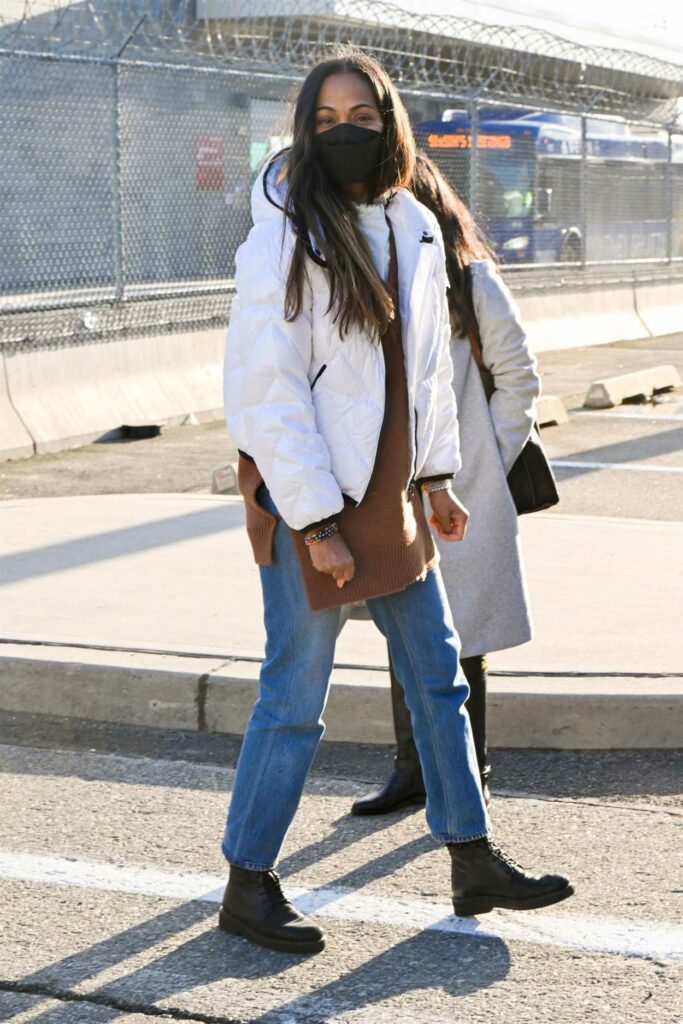 Zoe Saldana in a White Jacket