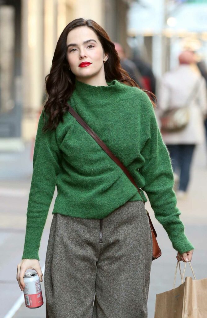 Zoey Deutch in a Green Sweater