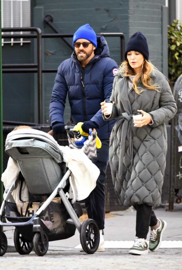 Blake Lively in a Grey Puffer Coat