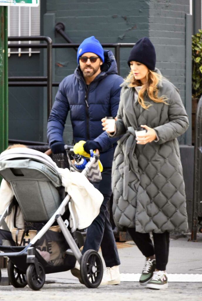 Blake Lively in a Grey Puffer Coat