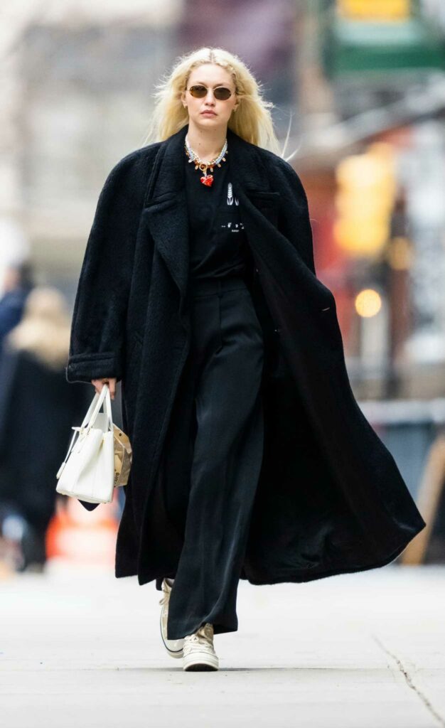 Gigi Hadid in a Black Coat