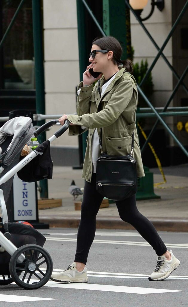 Lea Michele in an Olive Jacket