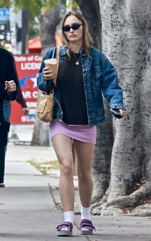 Lily-Rose Depp in a Purple Mini Skirt