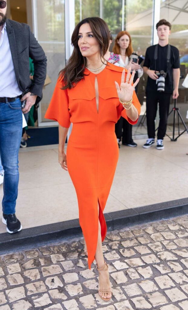 Eva Longoria in an Orange Dress