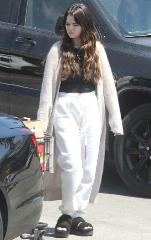 Selena Gomez in a White Sweatpants