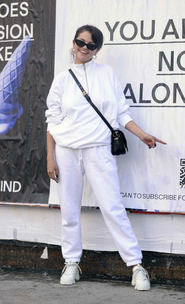 Selena Gomez in a White Sweatsuit