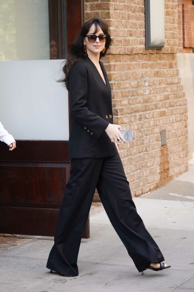 Dakota Johnson in a Black Pantsuit