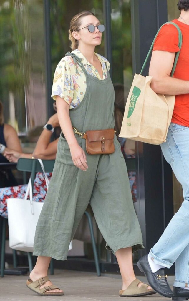 Elizabeth Olsen in an Olive Jumpsuit