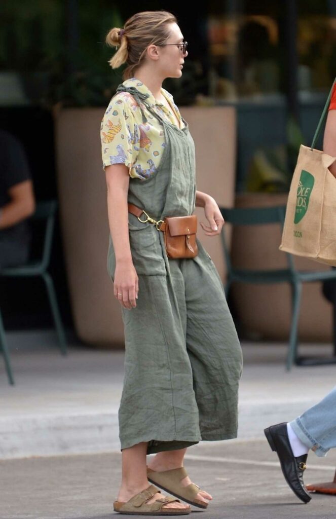 Elizabeth Olsen in an Olive Jumpsuit