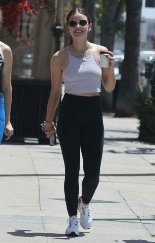 Lucy Hale in a Grey Top