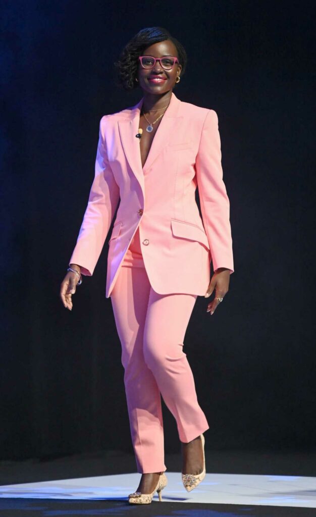 Lupita Nyongo in a Pink Pantsuit