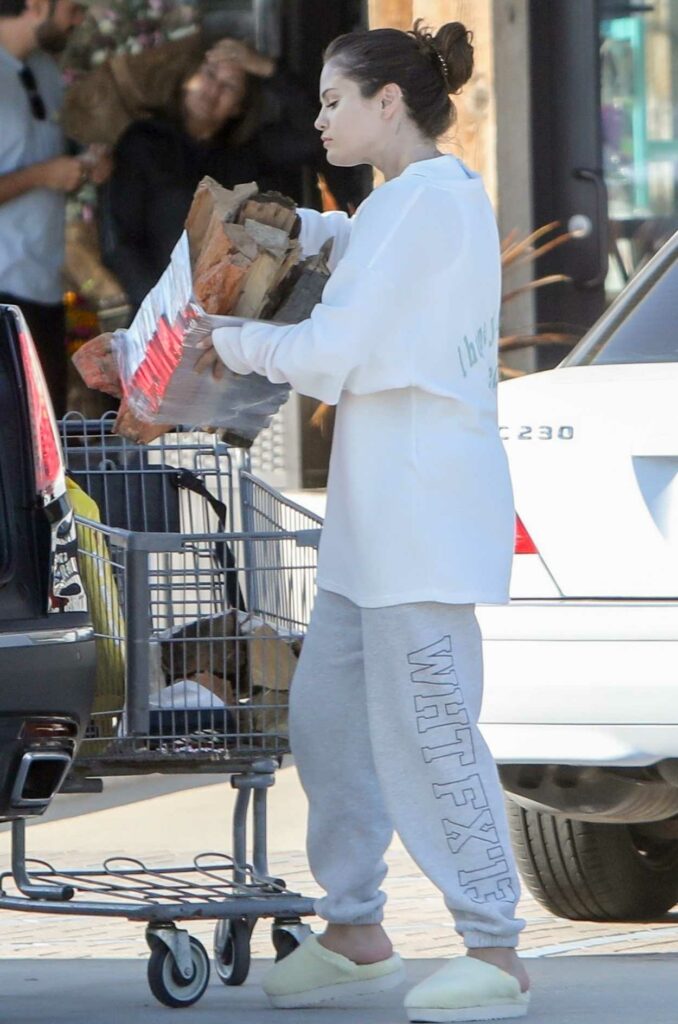 Selena Gomez in a White Sweatshirt