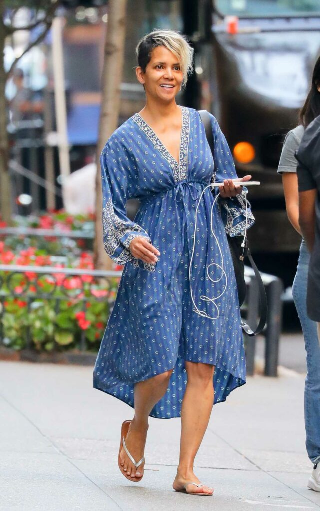 Halle Berry in a Blue Dress