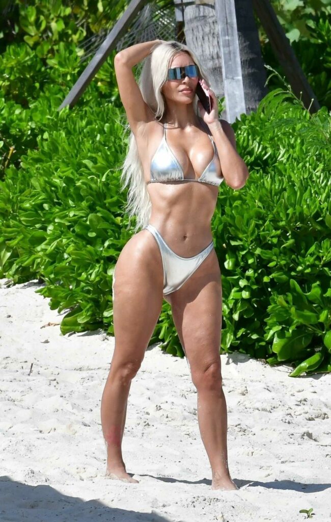 Kim Kardashian in a Silver Bikini