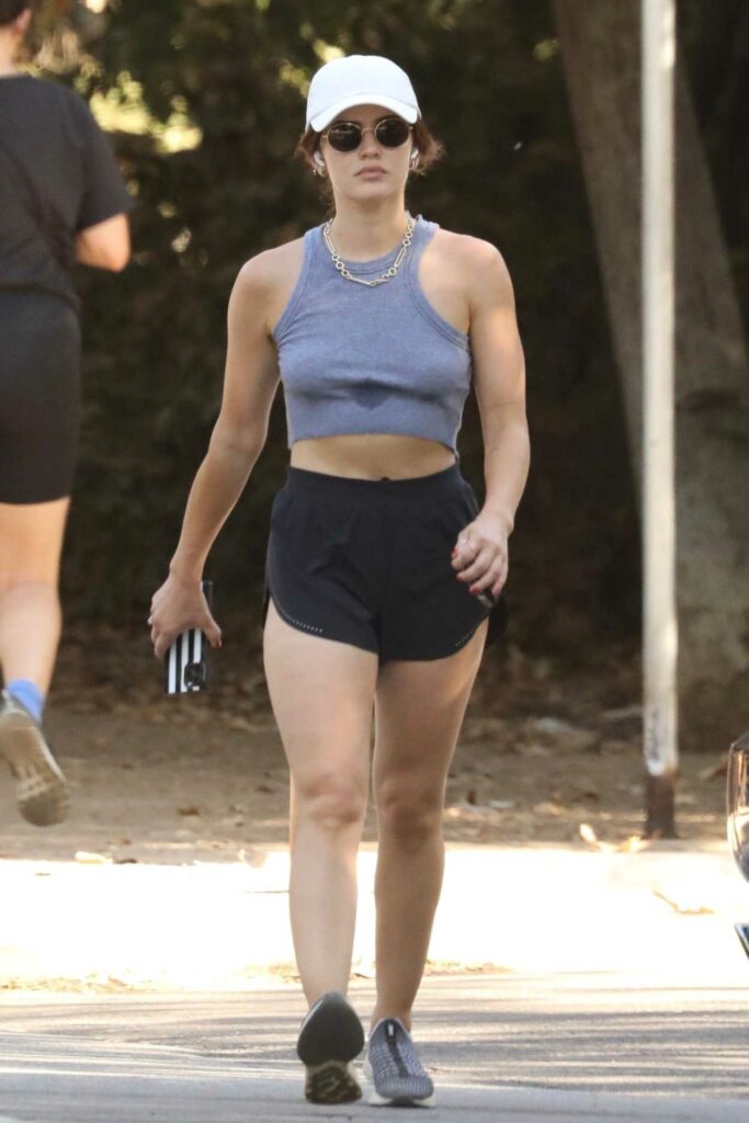 Lucy Hale in a Black Shorts