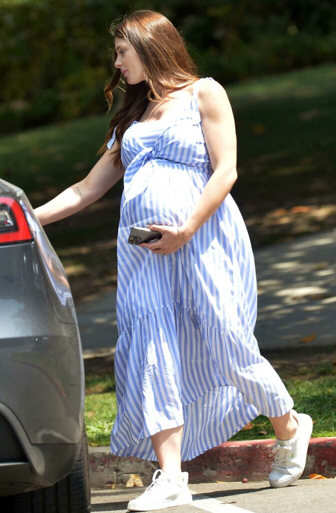 Ashley Greene in a Striped Dress