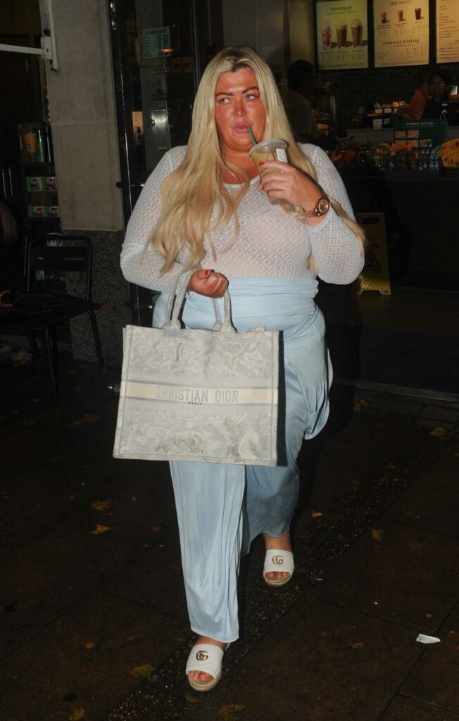 Gemma Collins in a Baby Blue Tracksuit