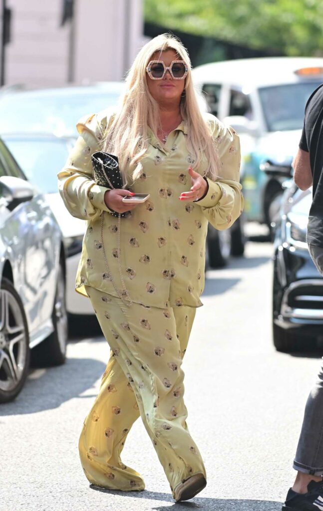 Gemma Collins in a Yellow Pantsuit