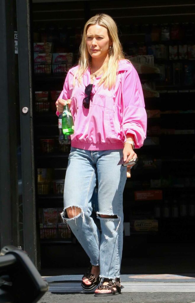 Hilary Duff in a Pink Windbreaker