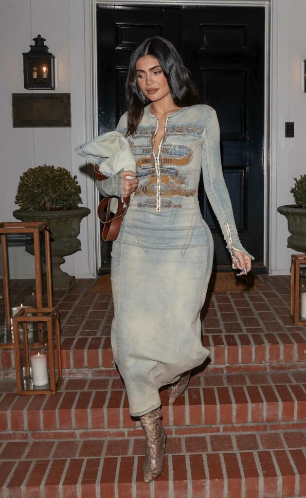 Kylie Jenner in a Denim Dress