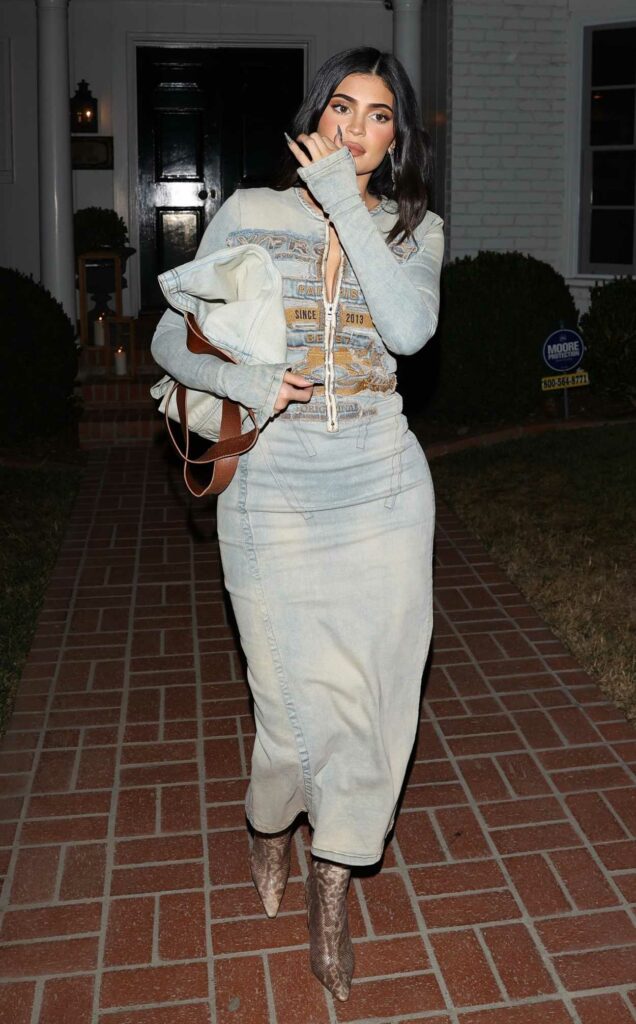 Kylie Jenner in a Denim Dress