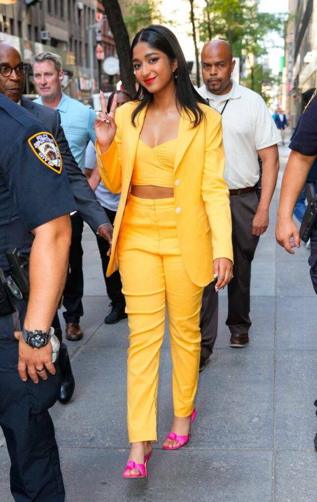 Maitreyi Ramakrishnan in a Yellow Pantsuit