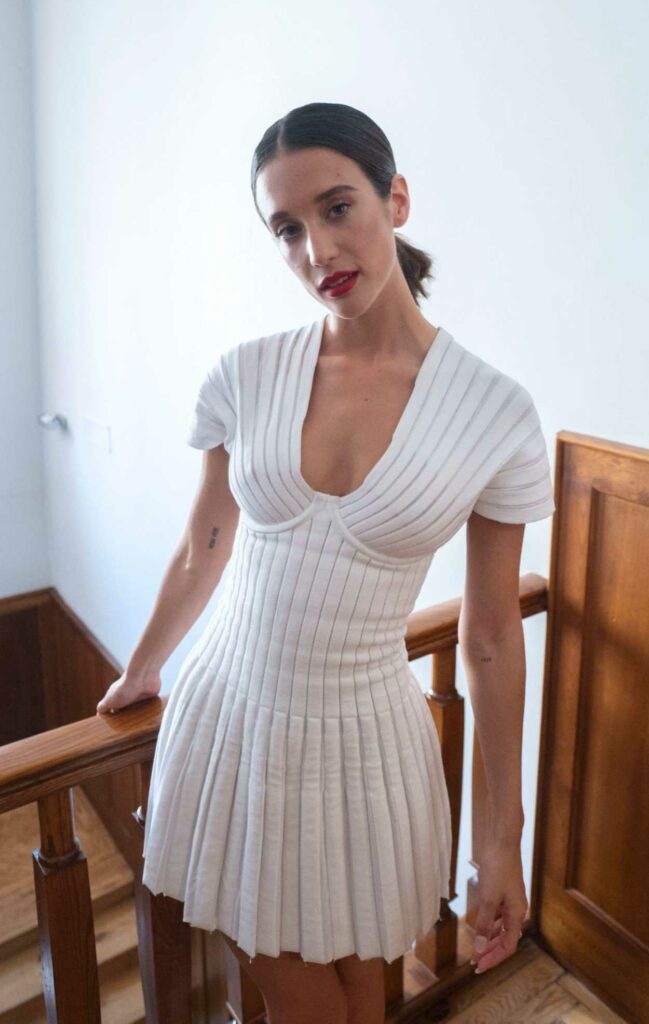 Maria Pedraza in a White Dress