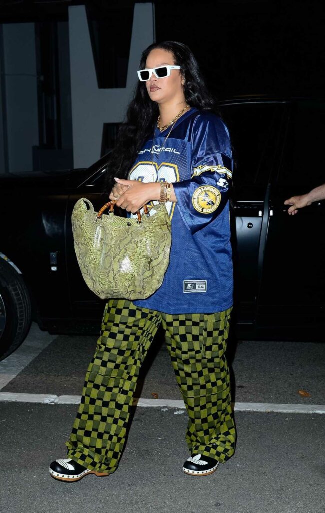 Rihanna in a Green Plaid Pants
