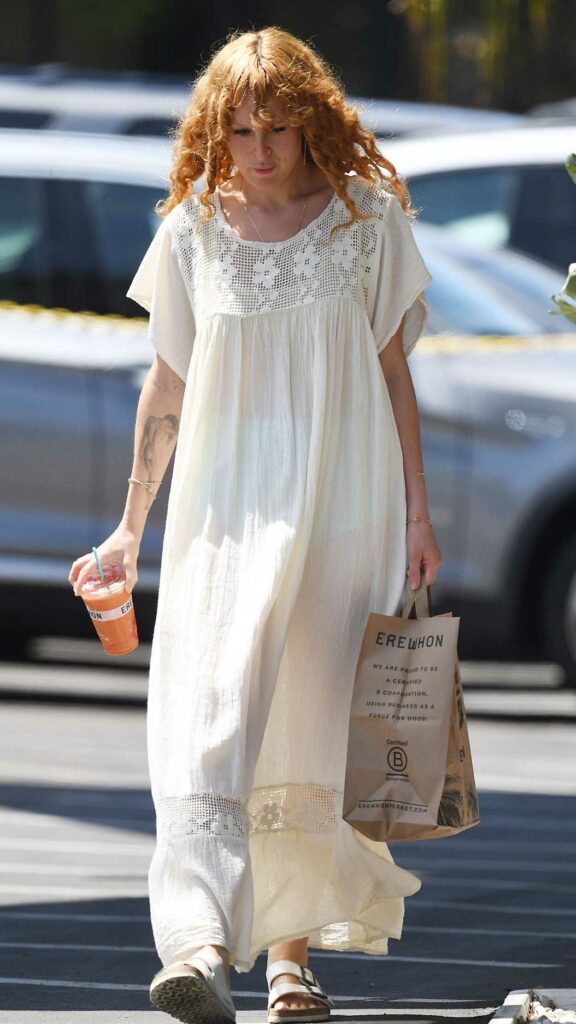 Rumer Willis in a Laced White Dress