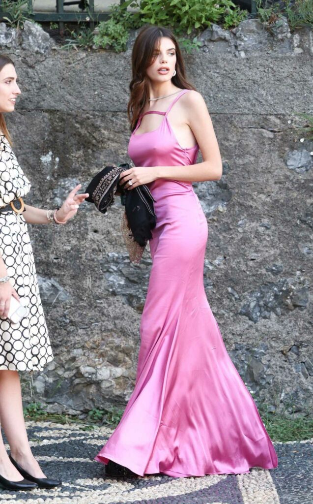 Sonia Ben Ammar in a Lilac Dress