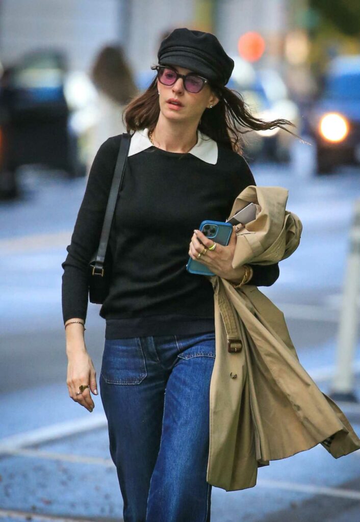 Anne Hathaway in a Black Cap