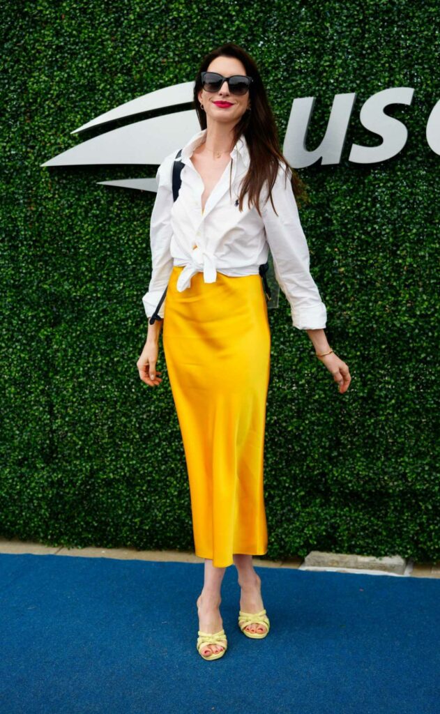 Anne Hathaway in a Yellow Skirt