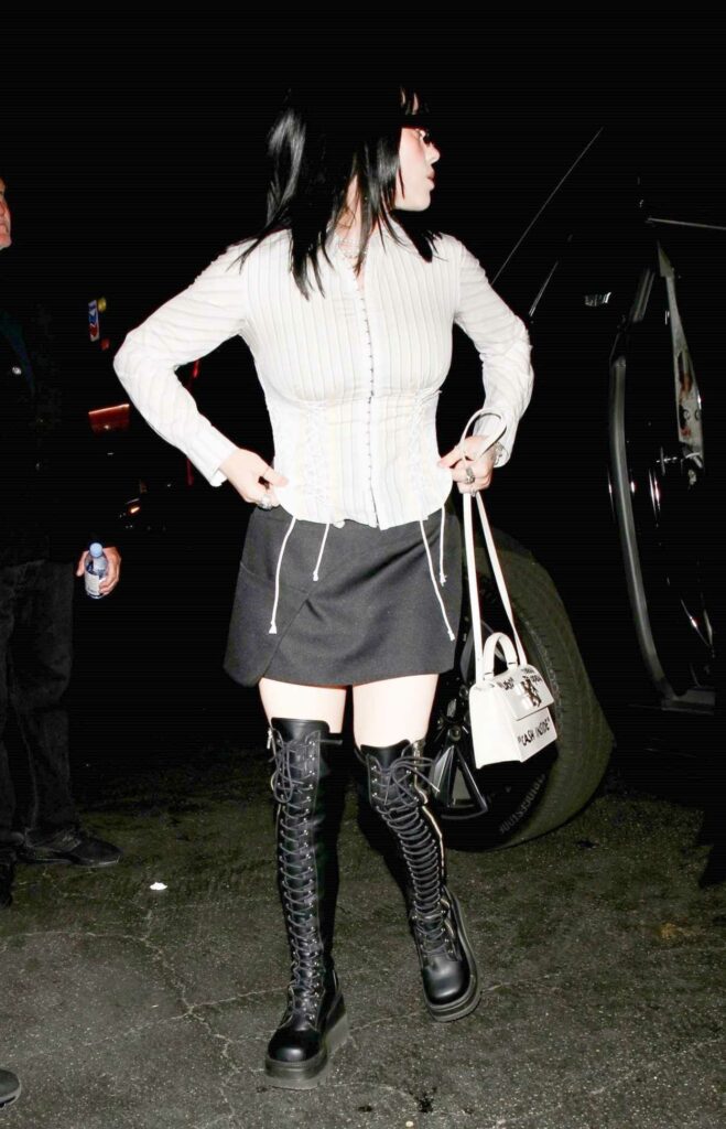 Billie Eilish in a Black Mini Skirt