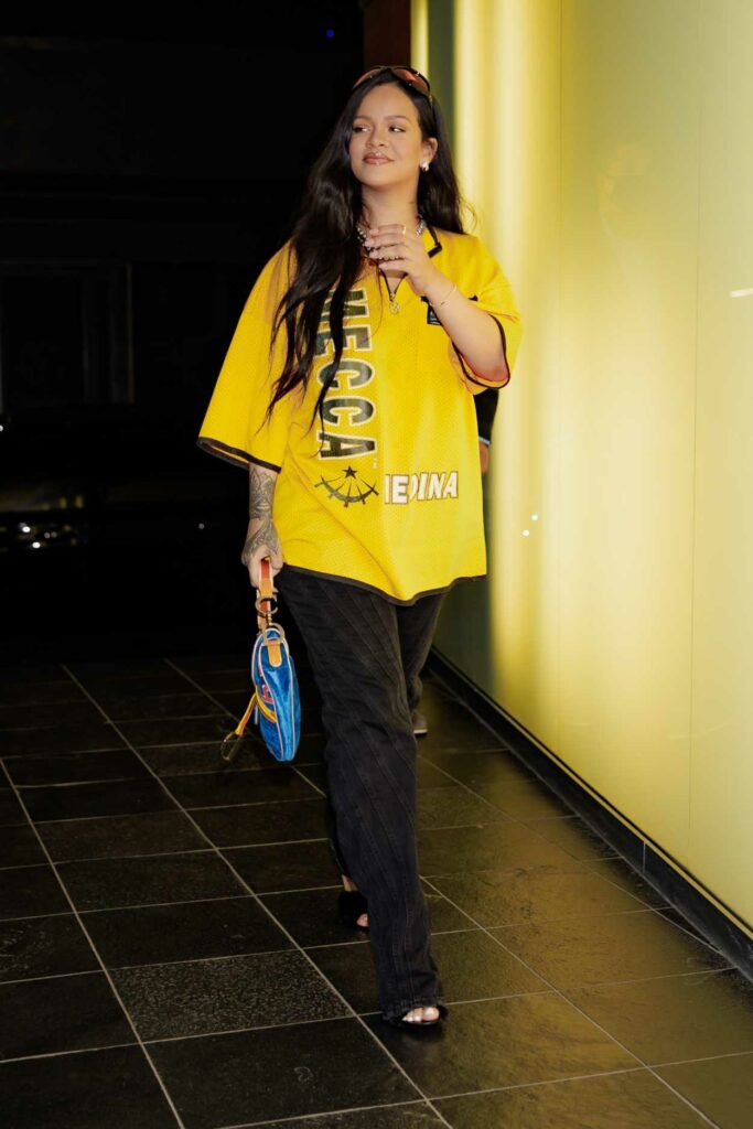 Rihanna in a Yellow T-Shirt